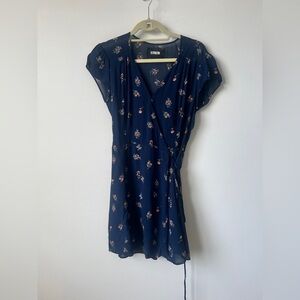 Reformation Navy Floral Wrap Mini Dress Size M